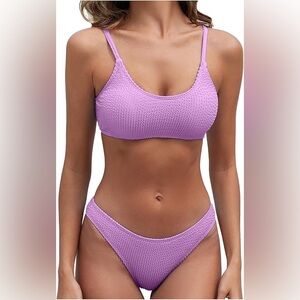 Sexy two piece swimsuit women double shoulder strap triangle backless swimwear